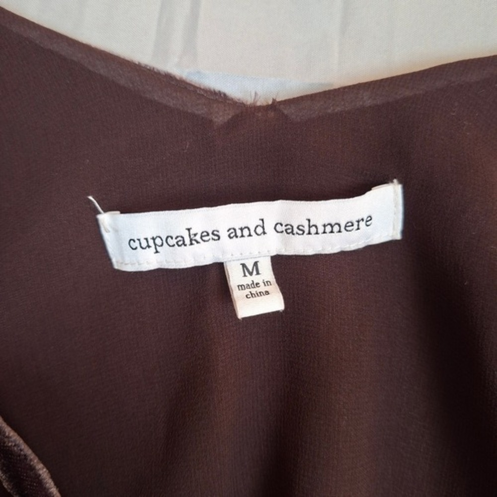 Cupcakes & Cashmere Chocolate Brown / Purple Delaine Velvet Cami - Picture 3 of 7